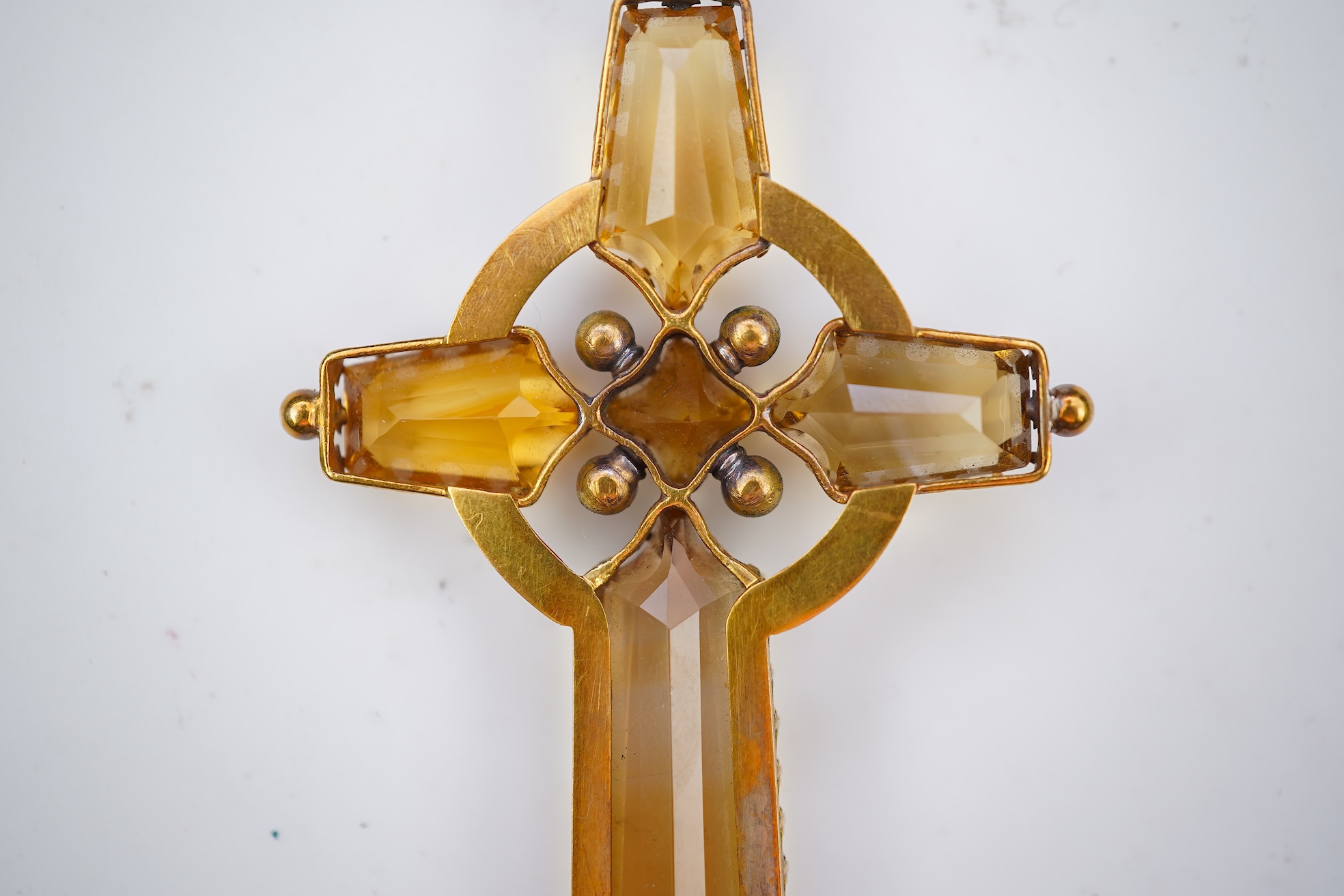A Victorian gold and citrine pendant, late 19th century